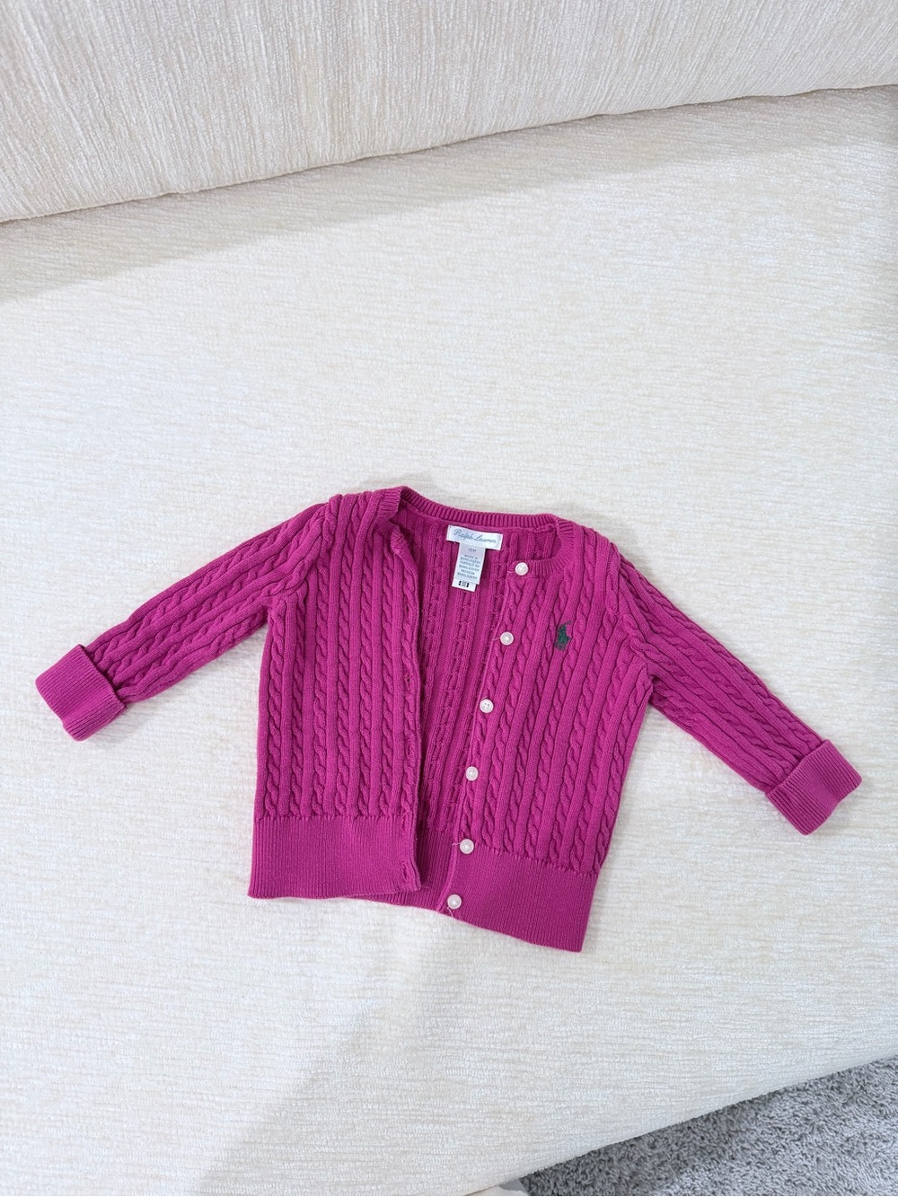 Polo Ralph Lauren Girls' Raspberry Pink Cable-Knit Cardigan